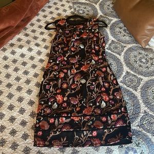 Shift dress, embroidered floral